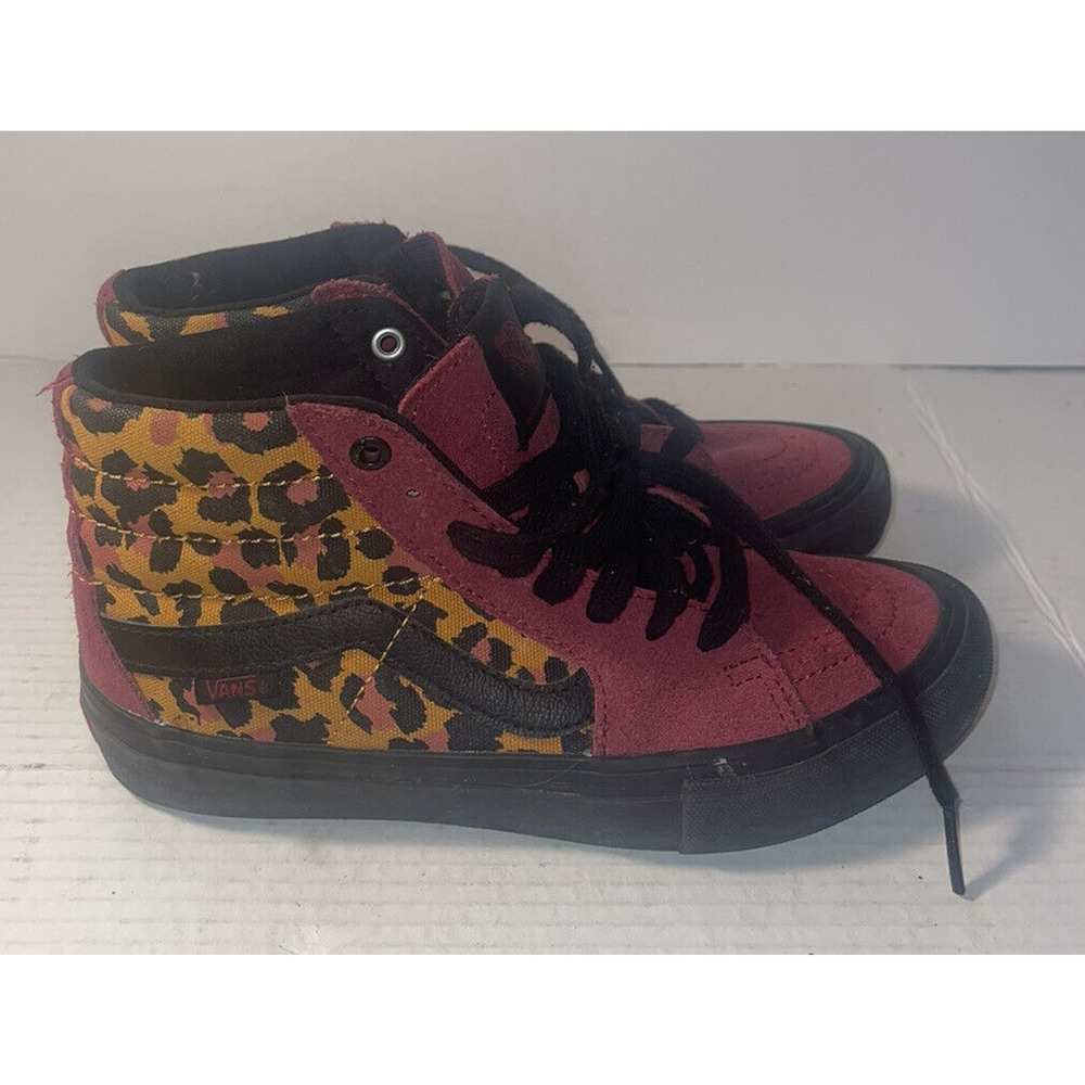 Vans Sk8-Hi Pro Men's Size 5 Beet Red/Black Leopard Punk High Top Tennis Shoes
